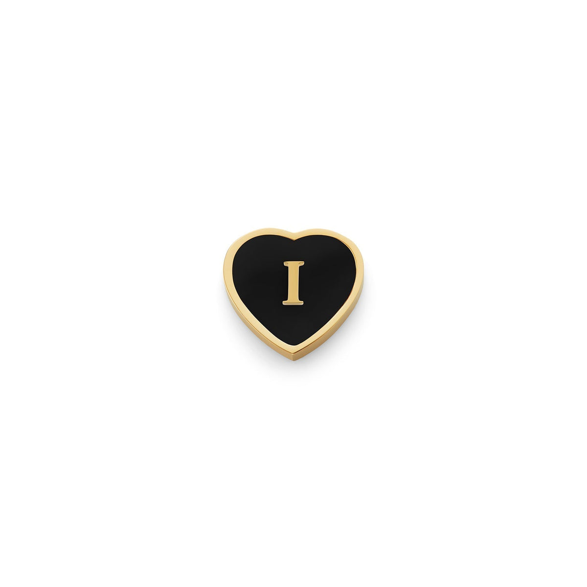 Black Enamel Heart Charms (Gold) - Initials