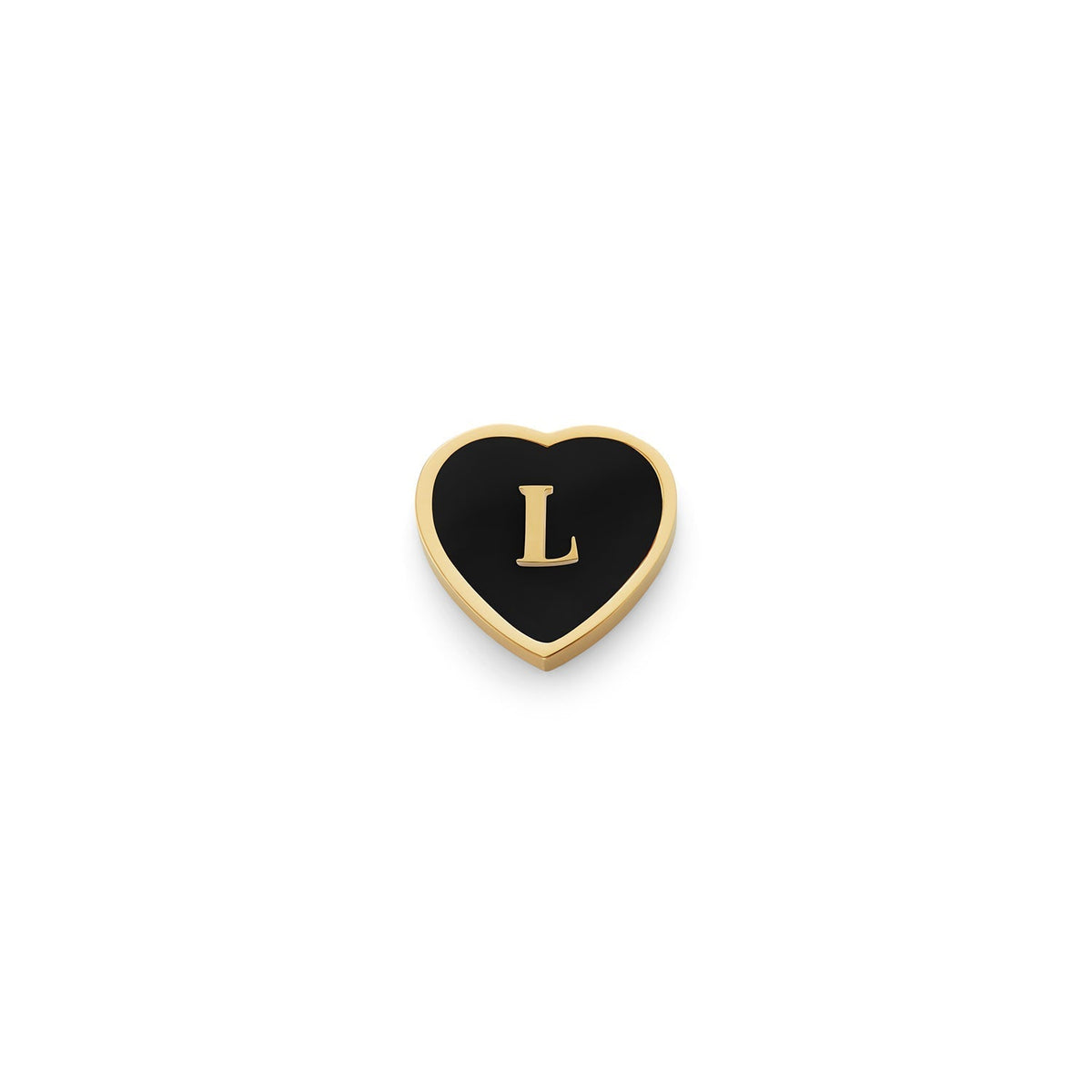 Black Enamel Heart Charms (Gold) - Initials