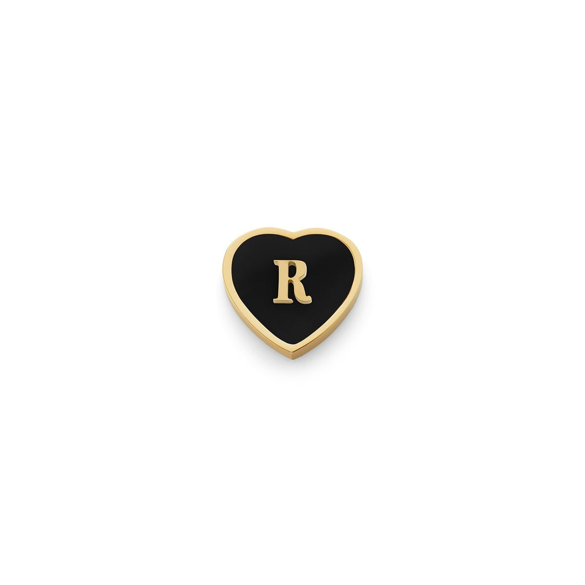 Black Enamel Heart Charms (Gold) - Initials