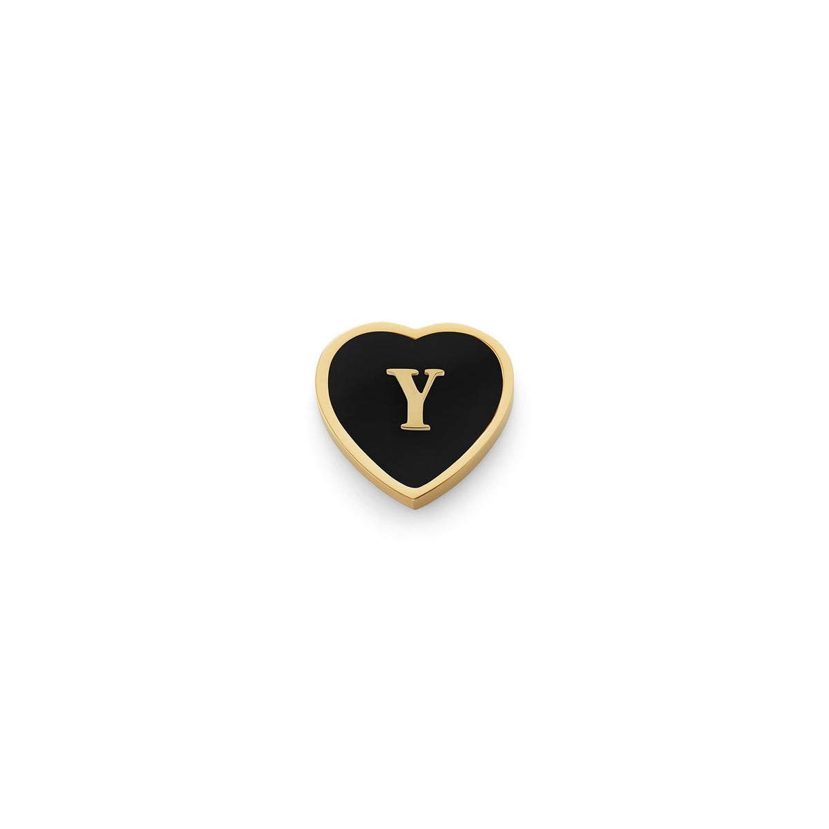 Black Enamel Heart Charms (Gold) - Initials