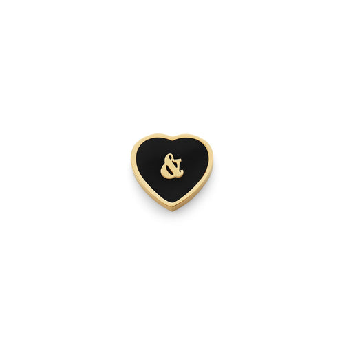 Black Enamel Heart Charms (Gold) - &