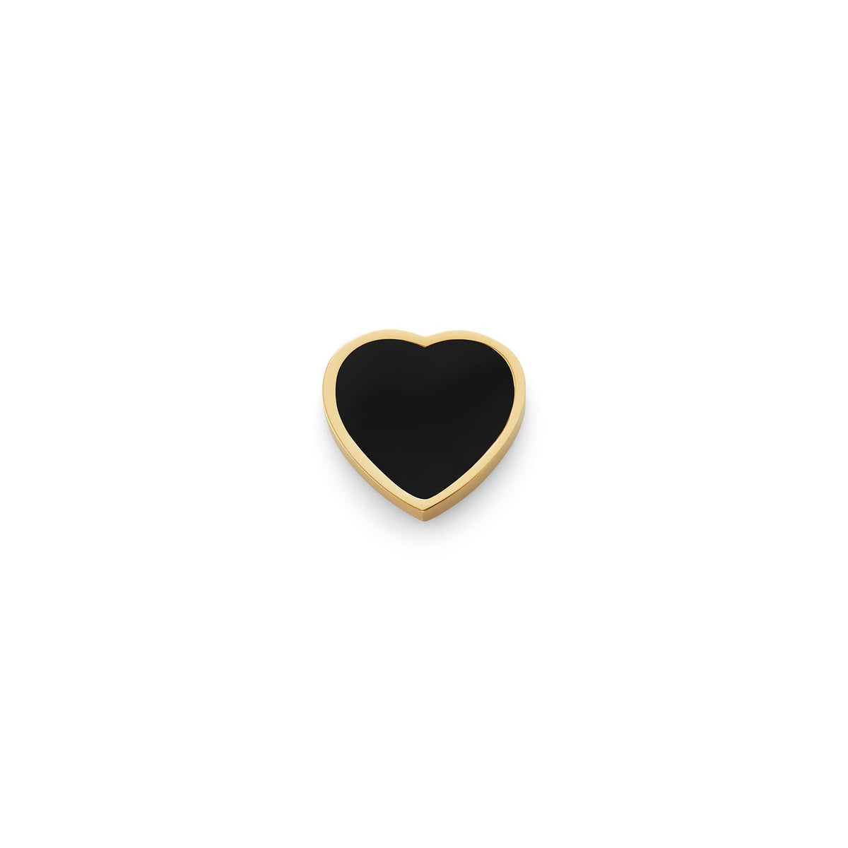 Black Enamel Heart Charms (Gold) - Plain