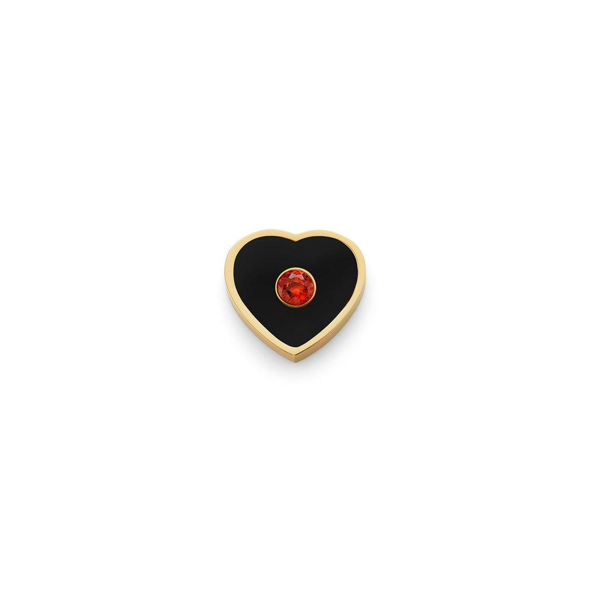 Black Enamel Heart Charms (Gold) - Birthstone