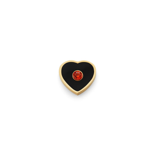 Black Enamel Heart Charms (Gold) - Birthstone