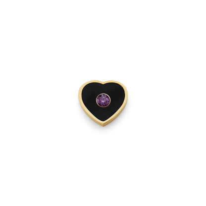 Black Enamel Heart Charms (Gold) - Birthstone