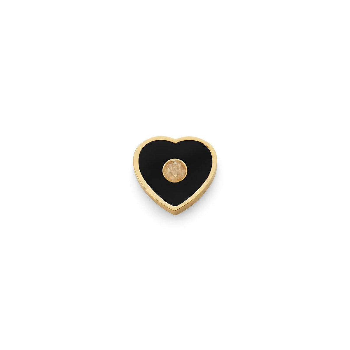 Black Enamel Heart Charms (Gold) - Birthstone
