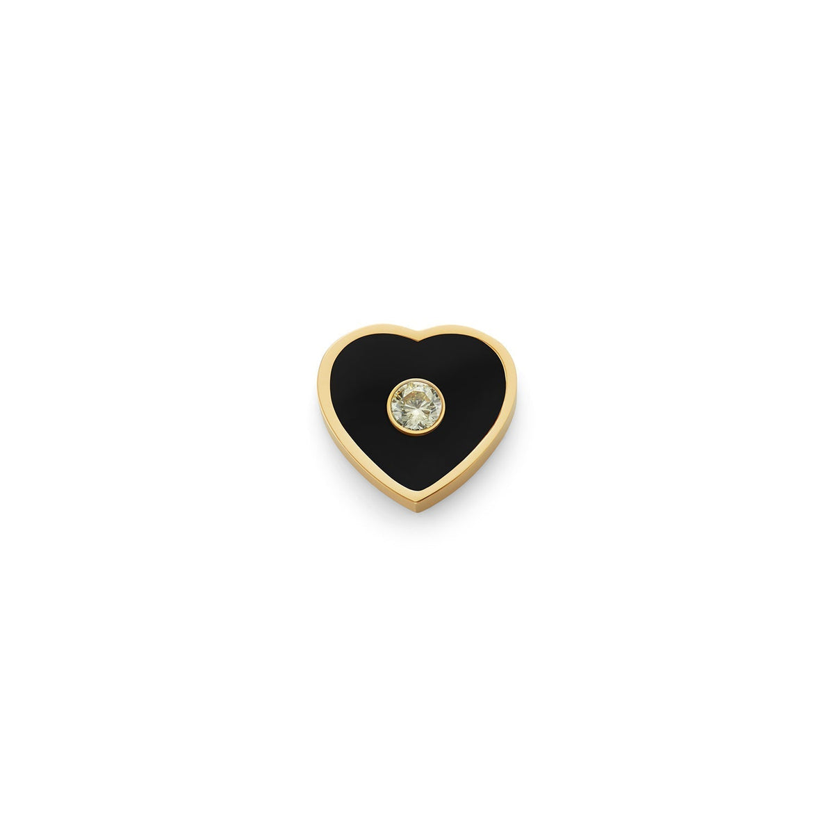 Black Enamel Heart Charms (Gold) - Birthstone