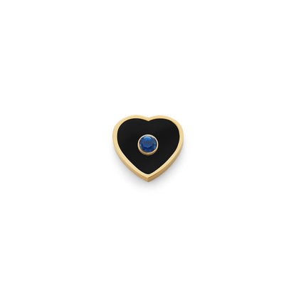 Black Enamel Heart Charms (Gold) - Birthstone