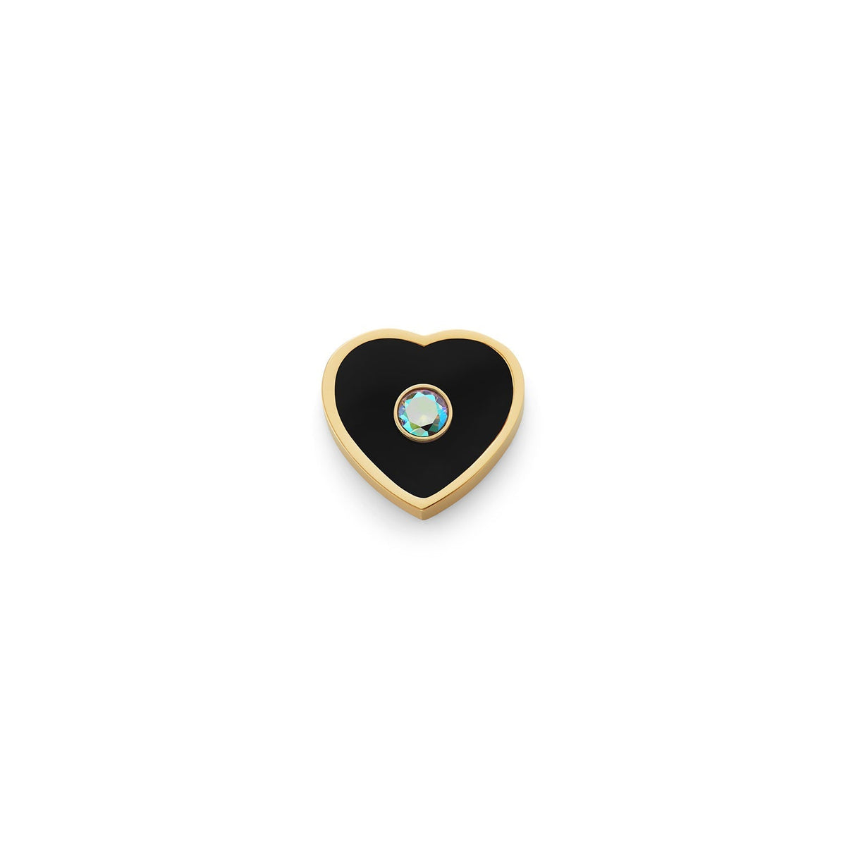 Black Enamel Heart Charms (Gold) - Birthstone