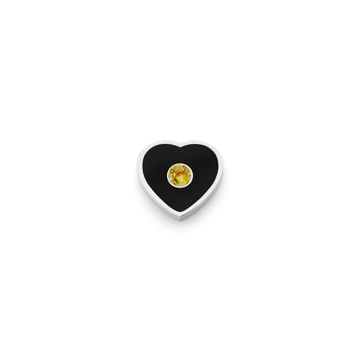 Black Enamel Heart Charms (Silver) - Birthstone