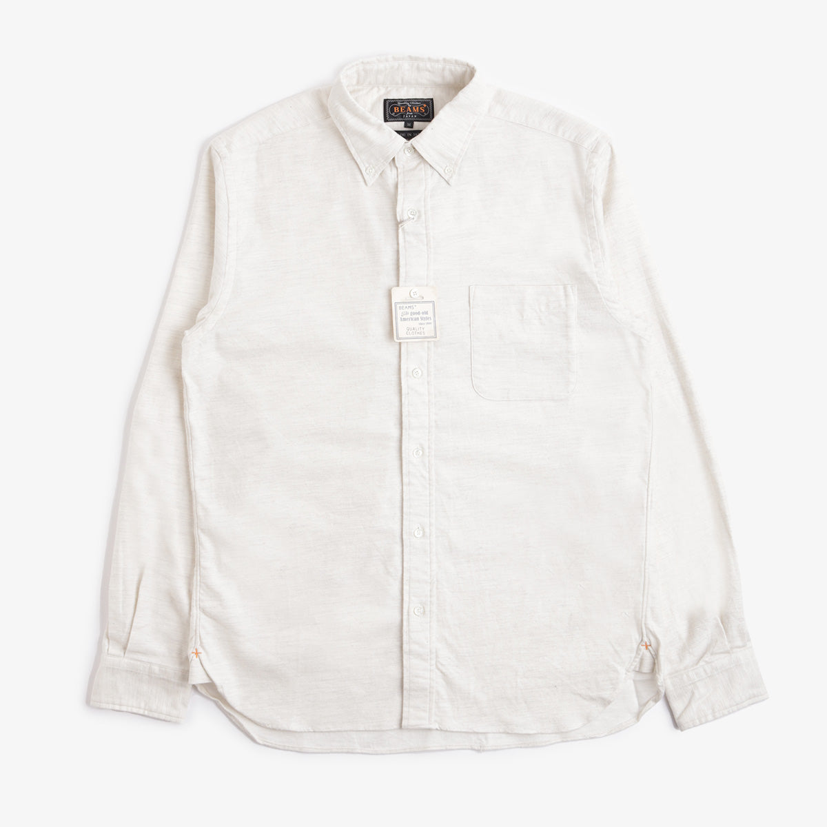 Beams Plus Button Down Solid Flannel Shirt