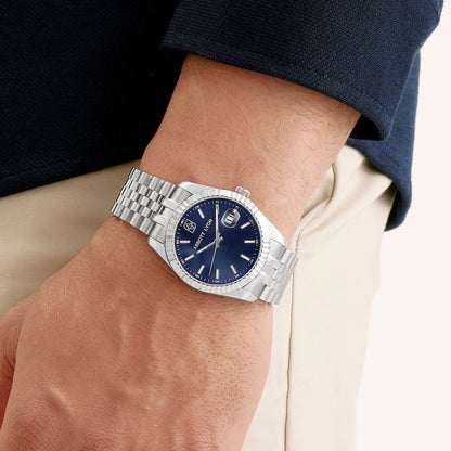 Belgravia 41 Blue Men's Watch (Silver)