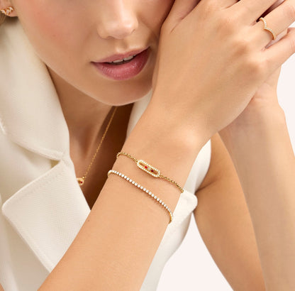 Birthstone Kinetic Pavé Bracelet (Gold)
