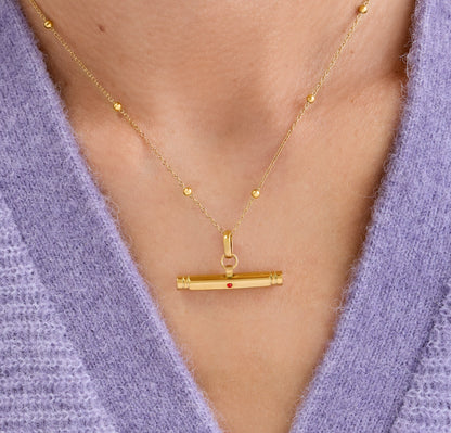 Confetti Birthstone T-bar Necklace (Gold)