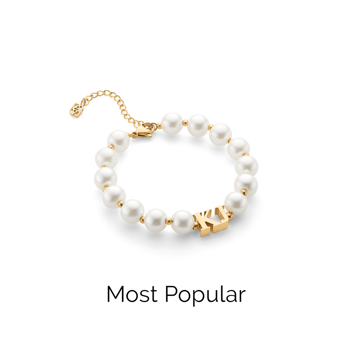 Lunar Pearl Initial Bracelet (Gold)