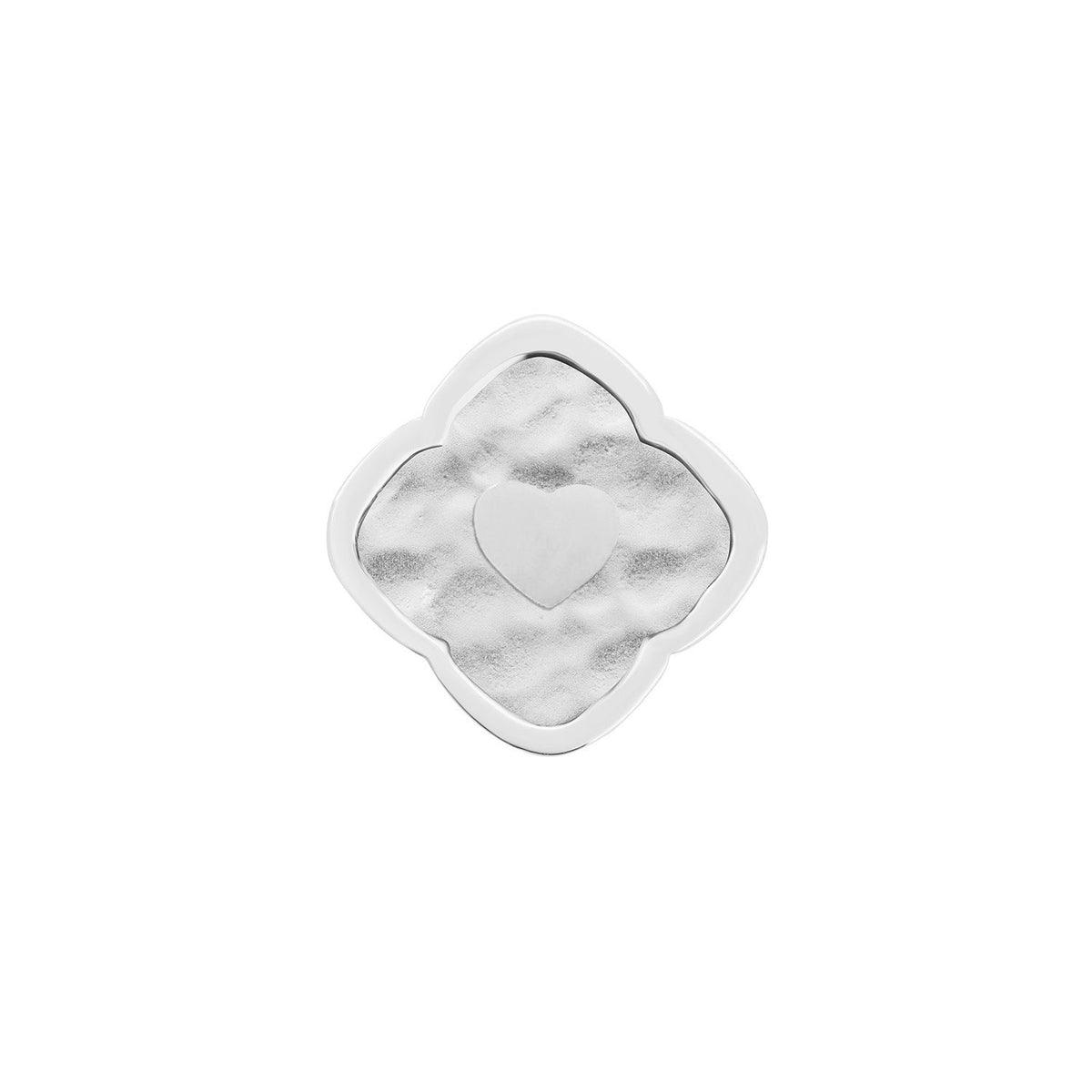 Rosette Molten Clover Charms (Silver) - Heart