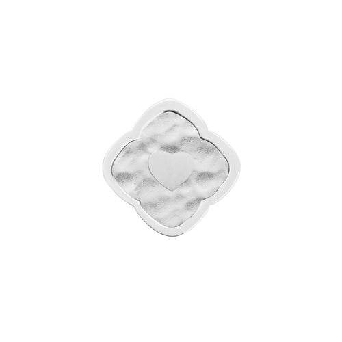 Rosette Molten Clover Charms (Silver) - Heart