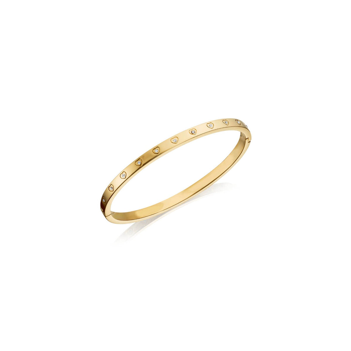Crystal Heart Bangle (Gold)