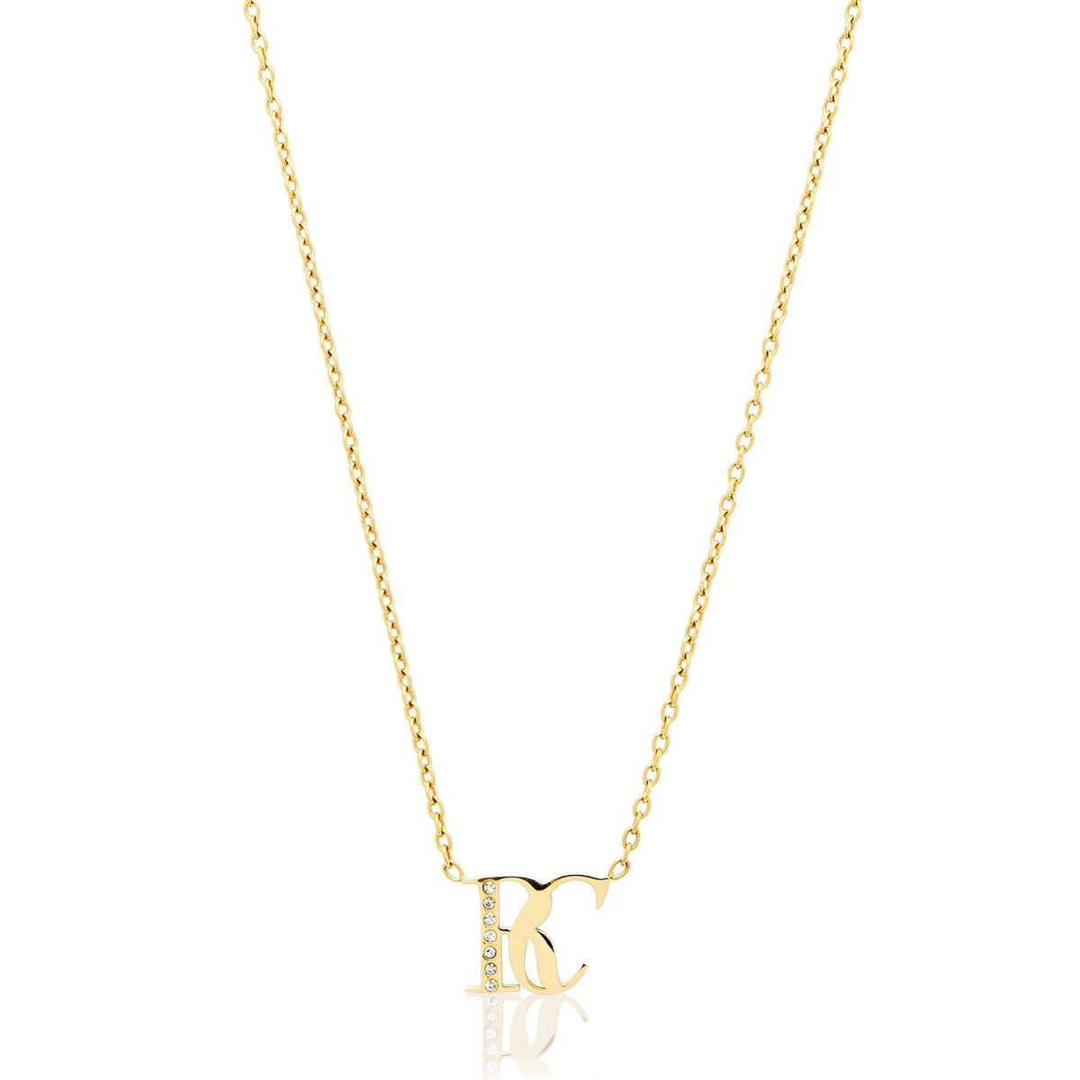 Double Initial Crystal Necklace (Gold)