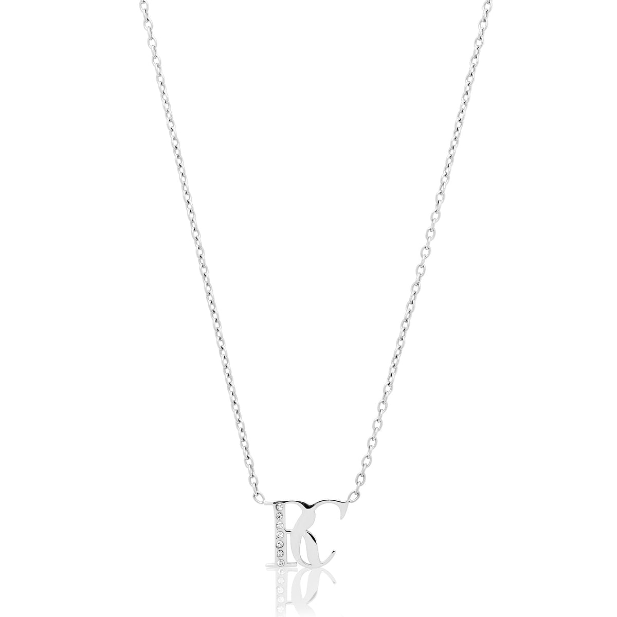 Double Initial Crystal Necklace (Silver)