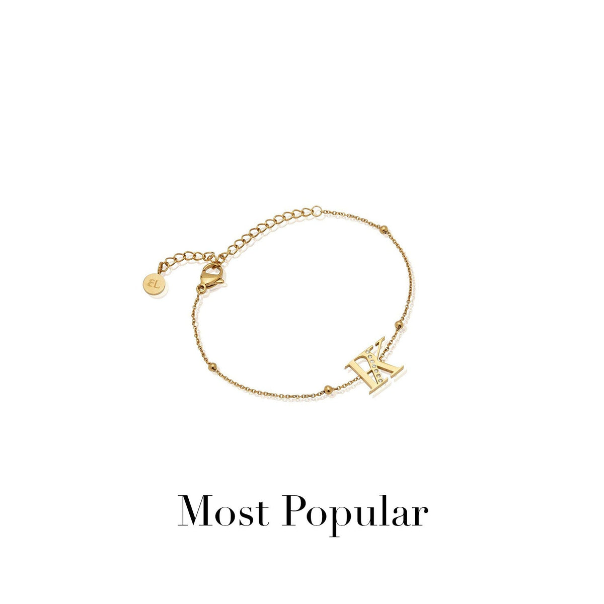 Double Initial Crystal Bracelet (Gold)