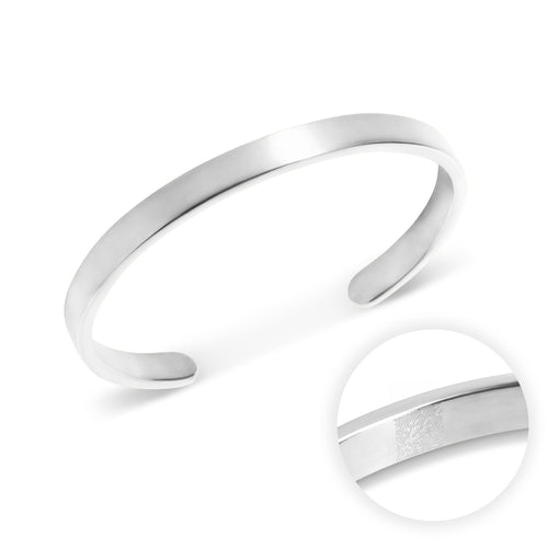 Custom Fingerprint Memento Cuff Bangle (Silver)