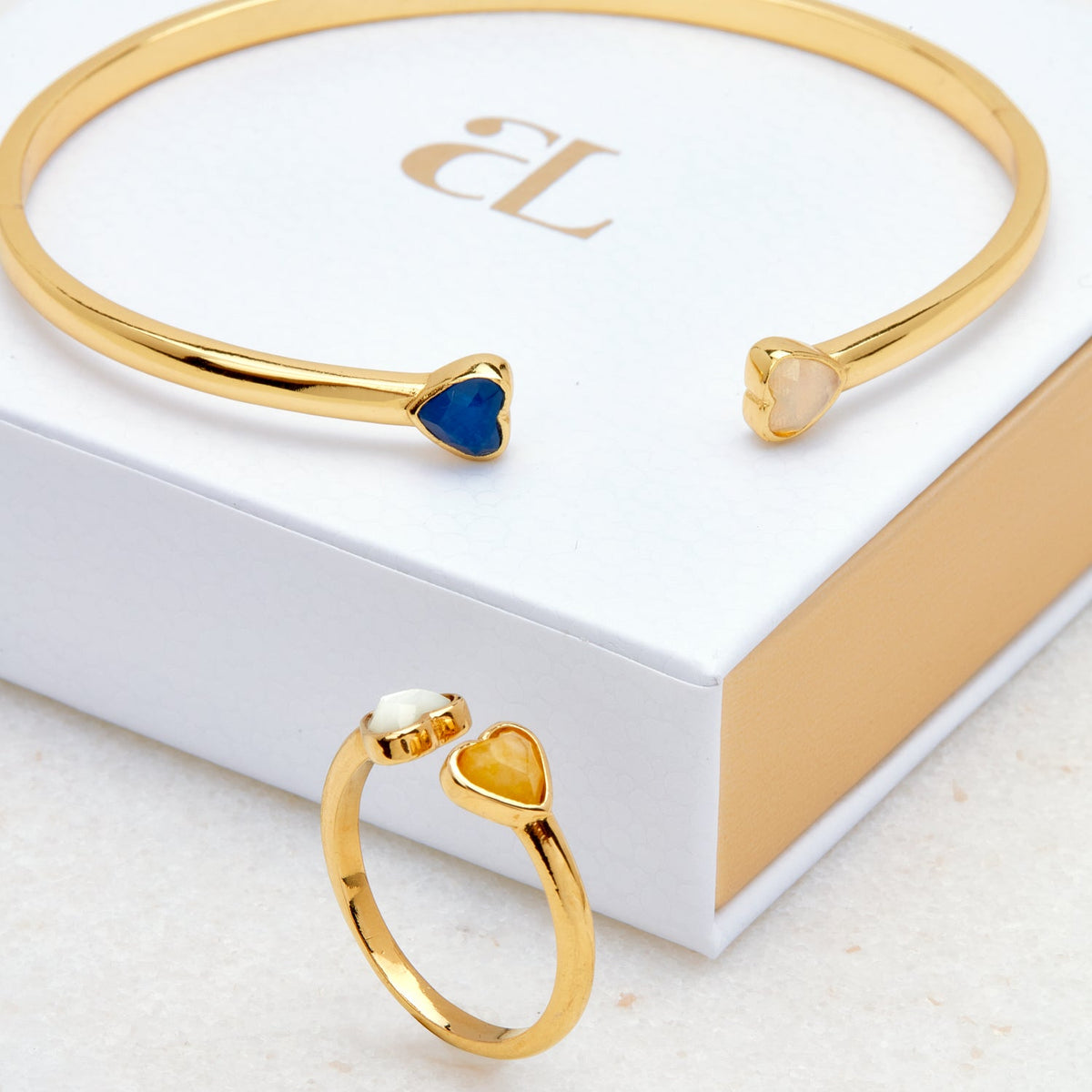 Custom Heart Birthstone Ring (Gold)