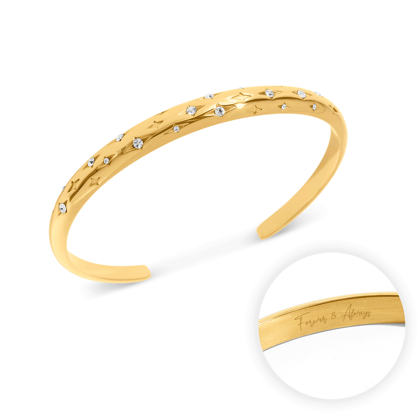 Custom Moon and Back Bangle (Gold)