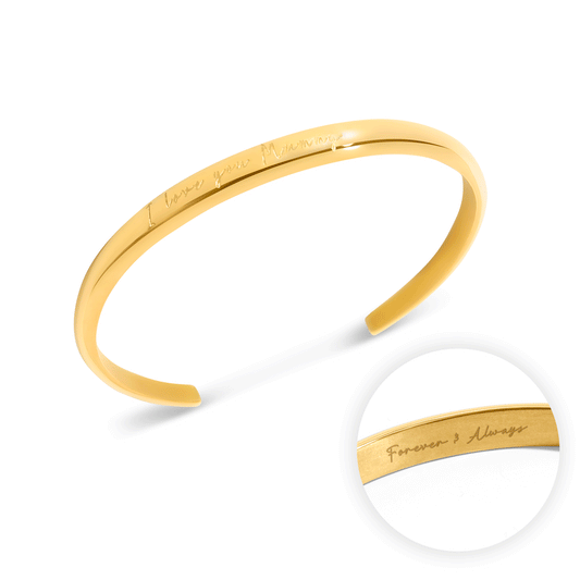 Custom Handwritten Domed Bangle (Gold)