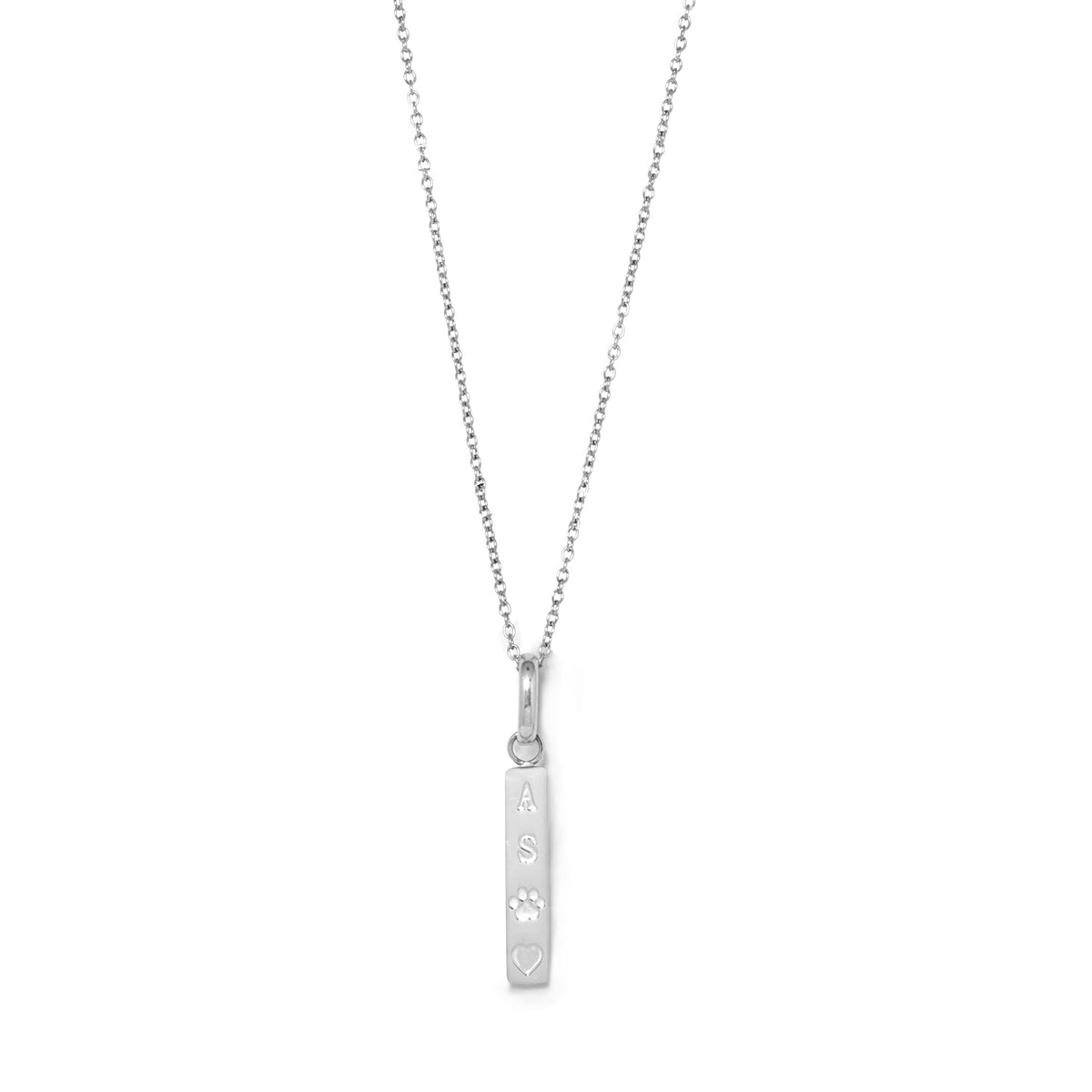 Custom Stamped Bar Pendant Necklace (Silver)