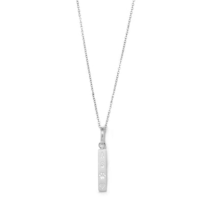 Custom Stamped Bar Pendant Necklace (Silver)