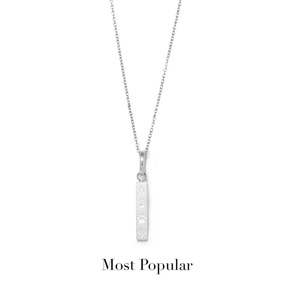 Custom Stamped Bar Pendant Necklace (Silver)