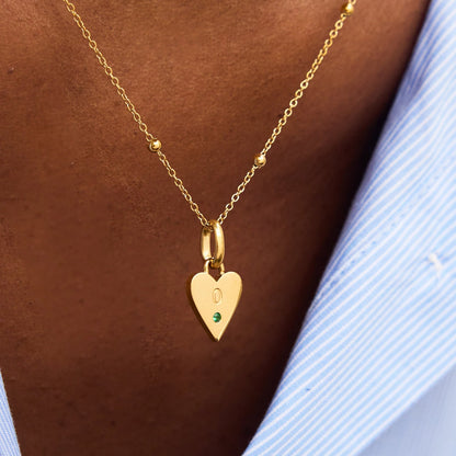 Custom Stamped Heart Pendant Necklace (Gold)