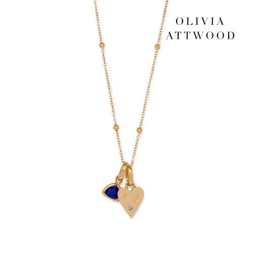 Custom Stamped Heart Pendant Necklace (Gold)