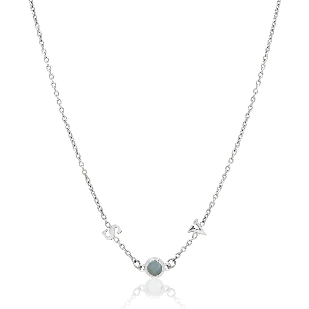 Made Mine Initials & Birthstone Necklace (Silver)