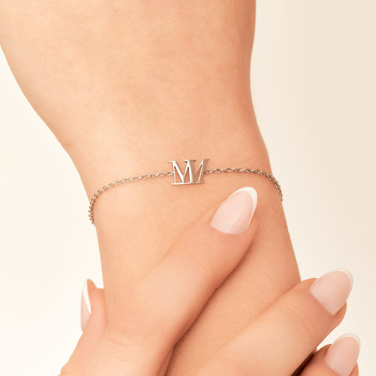 Mini Double Initial Bracelet (Silver)
