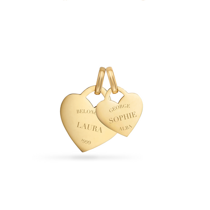 Double Heart Token Necklace (Gold)