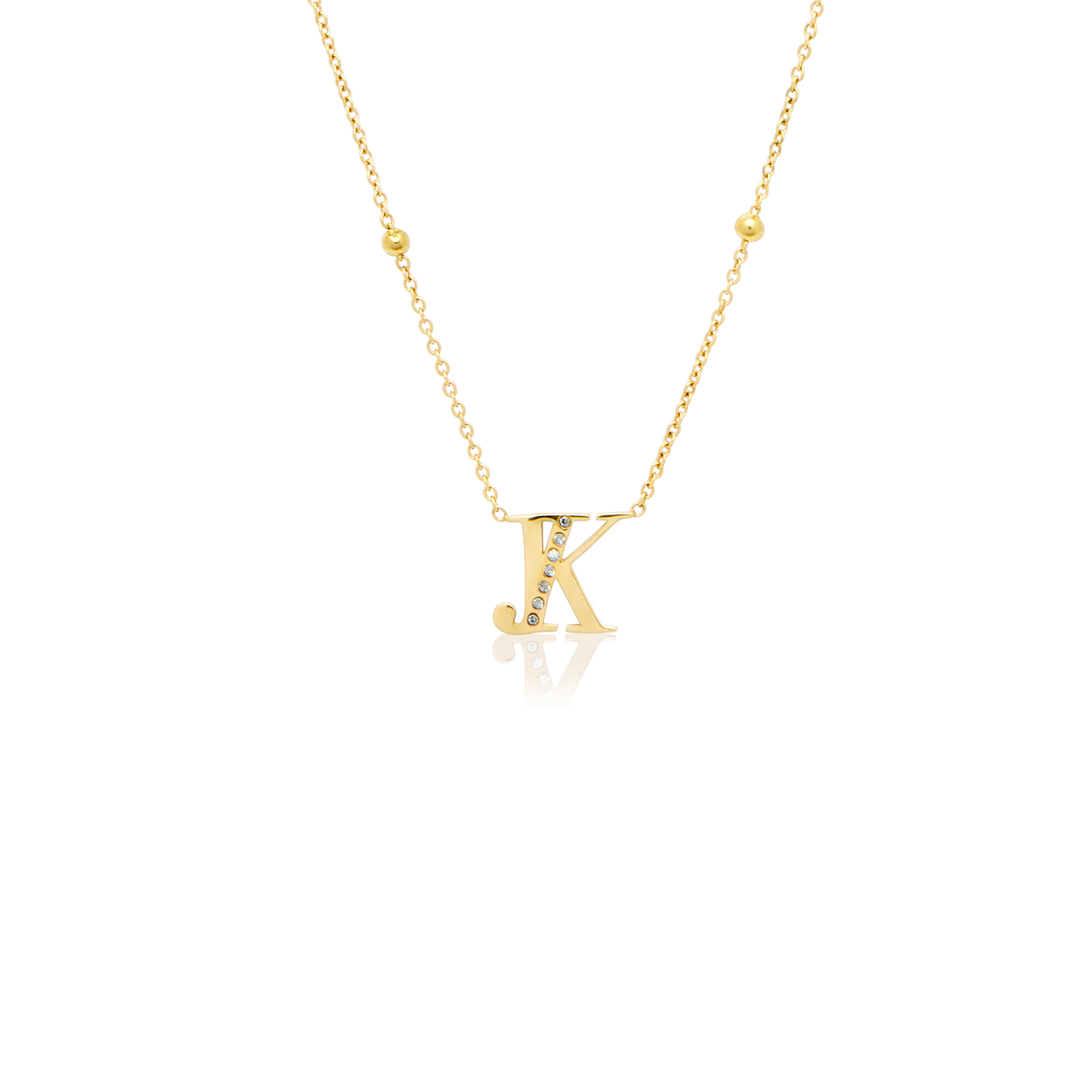 Double Initial Crystal Necklace (Gold)