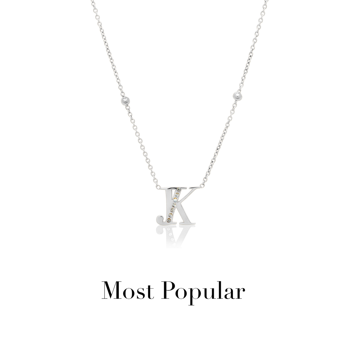 Double Initial Crystal Necklace (Silver)