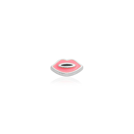 Enamel Lips Stud (Silver)