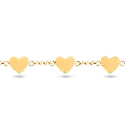 Chocolate Brown Multi Heart Bracelet (Gold)