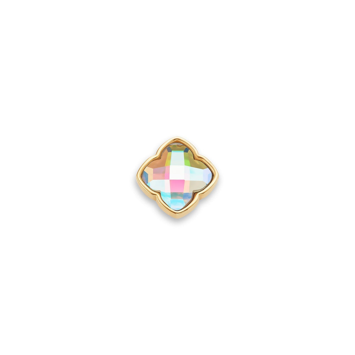 Faceted Birthstone Clover Pendant (Gold)