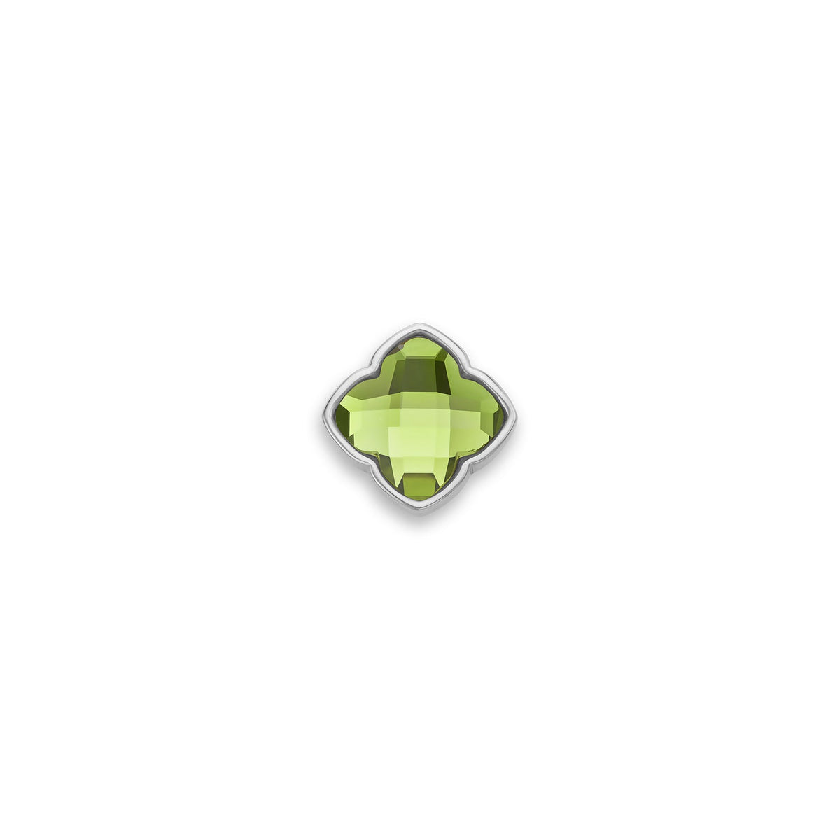 Faceted Birthstone Clover Pendant (Silver)