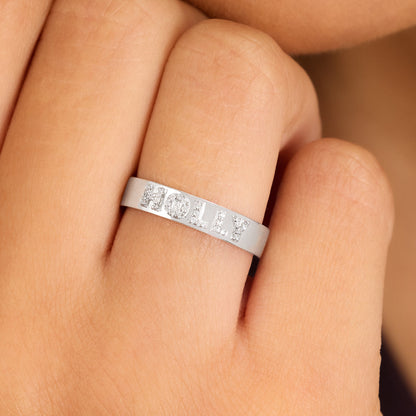 Fine Pavé 3D Name Ring (Silver)