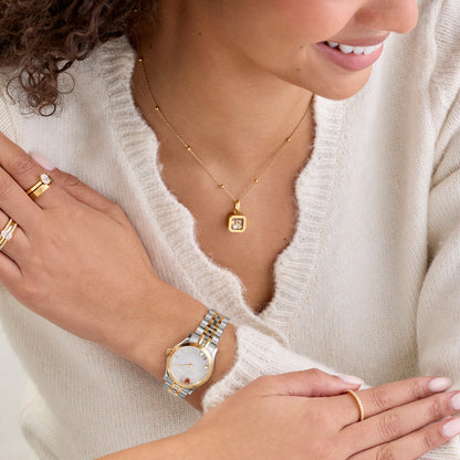 Floating Charm Cushion Locket Necklace (Gold)