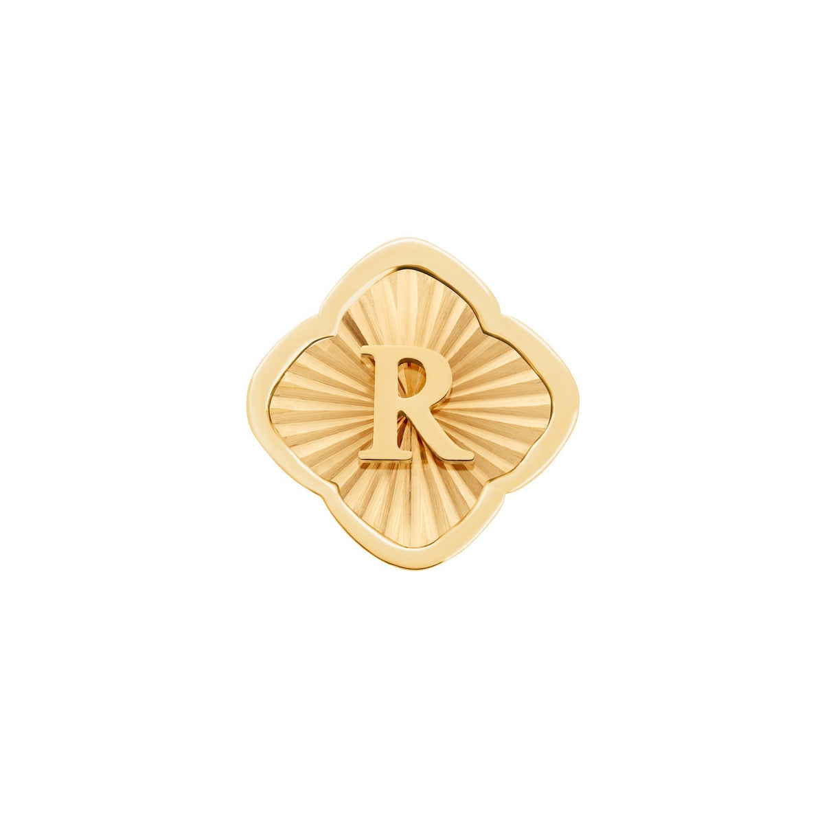 Rosette Textured Clover Charms (Gold) - Initials