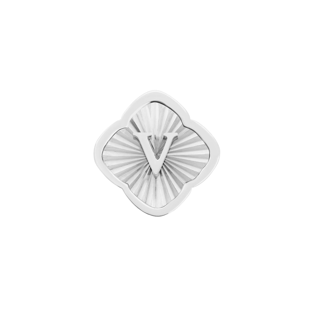 Rosette Textured Clover Charms (Silver) - Initials