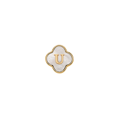Pearl Clover Charms (Gold) - Initials