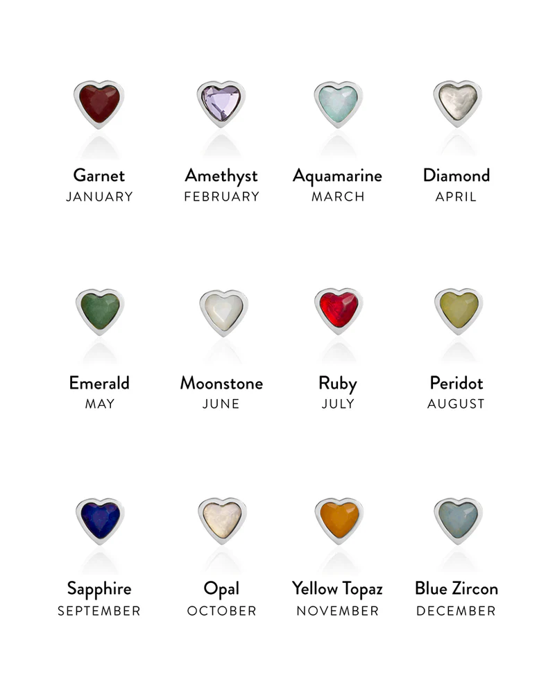Mini Heart Birthstone Bracelet (Silver)