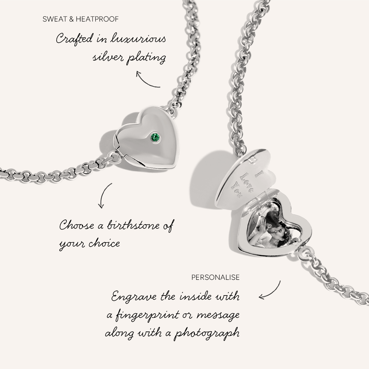 Heart Photo Locket Bracelet (Silver)